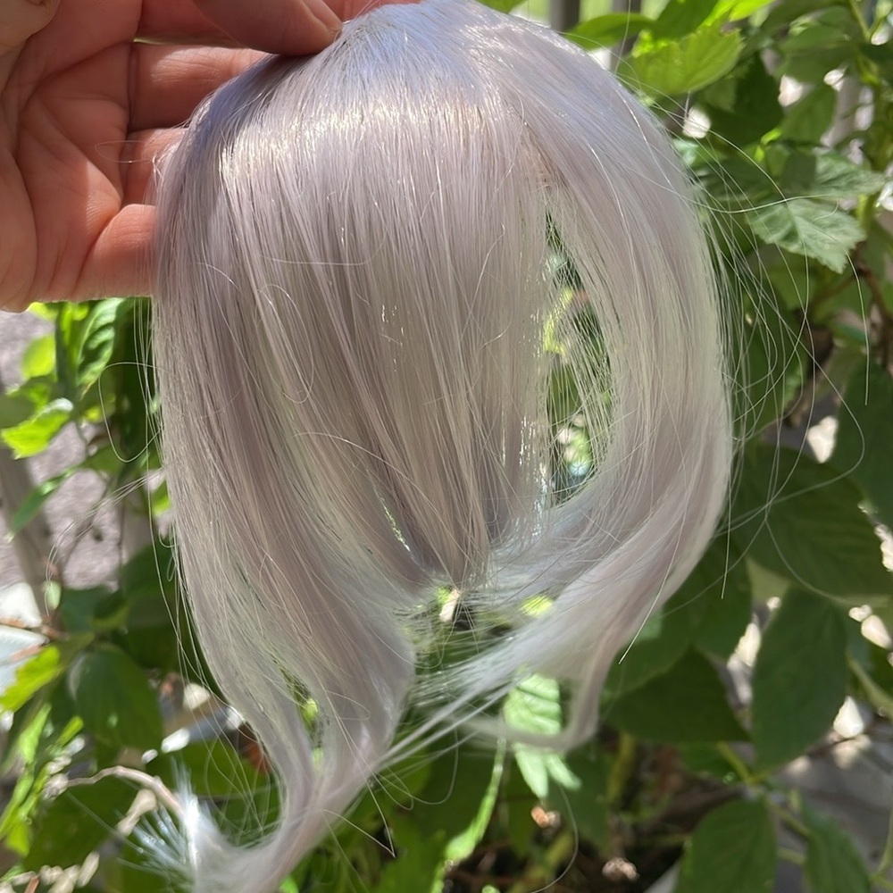 NWT silver gray straight bangs clip in hair extension hair bangs grey price firm